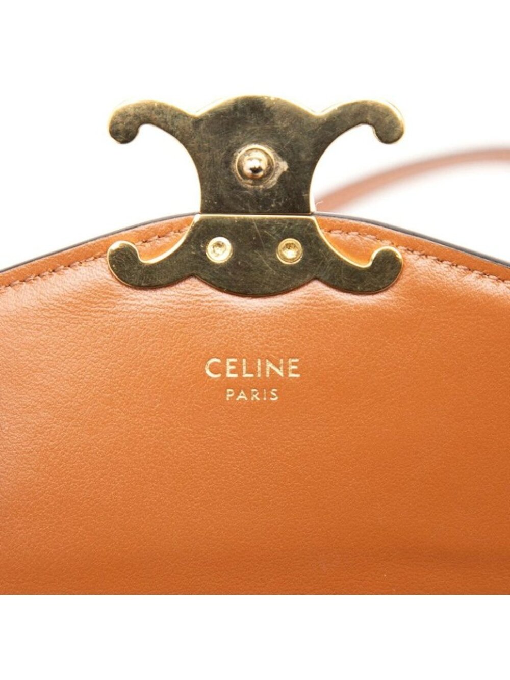 Celine Triomphe Crossbody Shoulder Bag Mobile Pouch Beige Brown Canvas Leather 1 - Picture 5 of 6